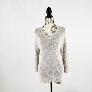 Lucky Brand Tunic Gray White Sweater Size Small